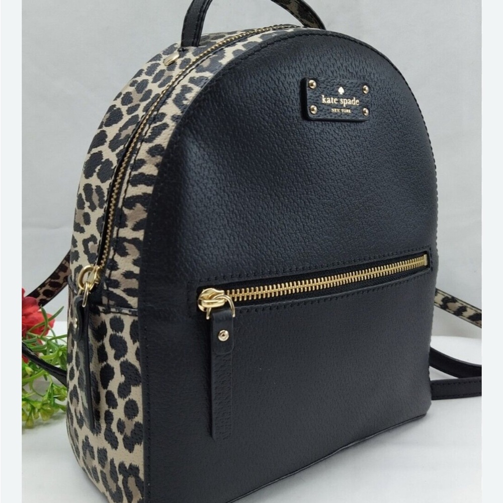 Kate Spade Black and Leopard Print Backpack
